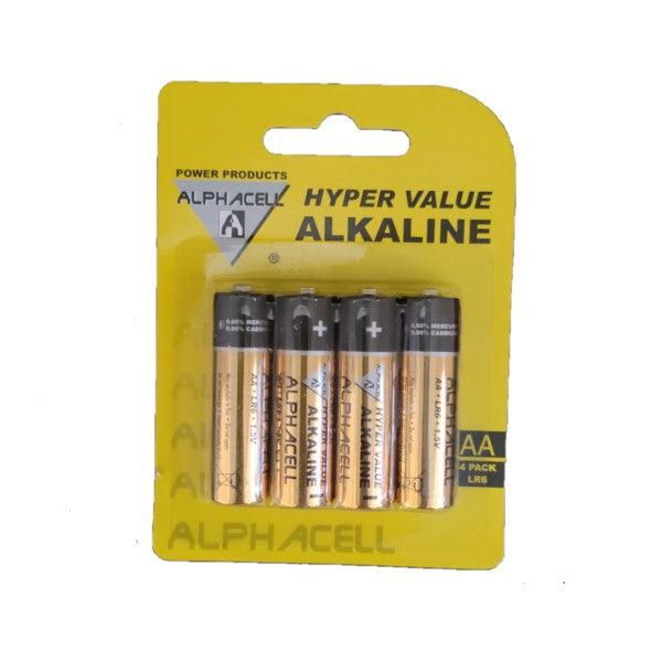 Alphacell Alkaline Hyper Value Battery - Size AA 4pc