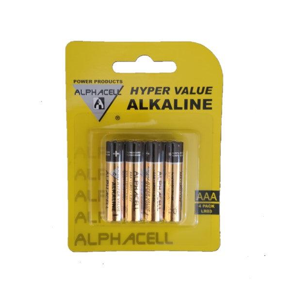 Alphacell Alkaline Hyper Value Battery - Size AAA 4pc