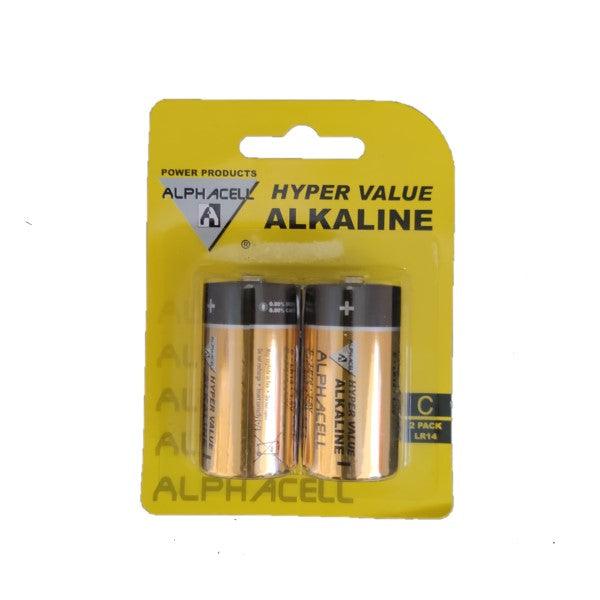Alphacell Alkaline Hyper Value Battery - Size C 2pc