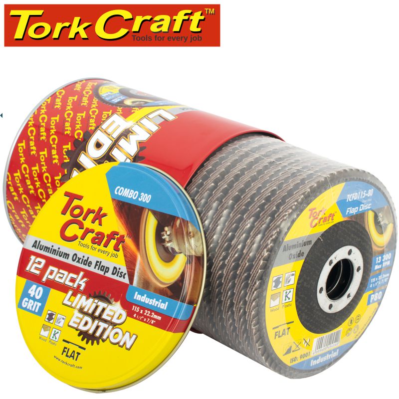 tork-craft-flap-disc-alu.-oxide-115mm-40-grit-flat-12pc-metal-tin-combo-300-1