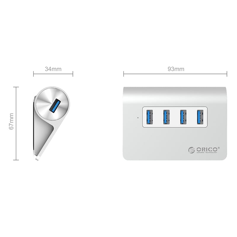 orico-4-port-usb3.0-hub-|4x-usb3.0-|-32-degree-incline-for-comfort-|-aluminium-3-image