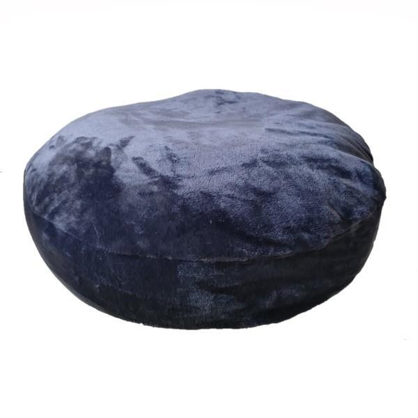 Medium Pet Calming Plush Round Fleece Bed - Navy - 4aPet