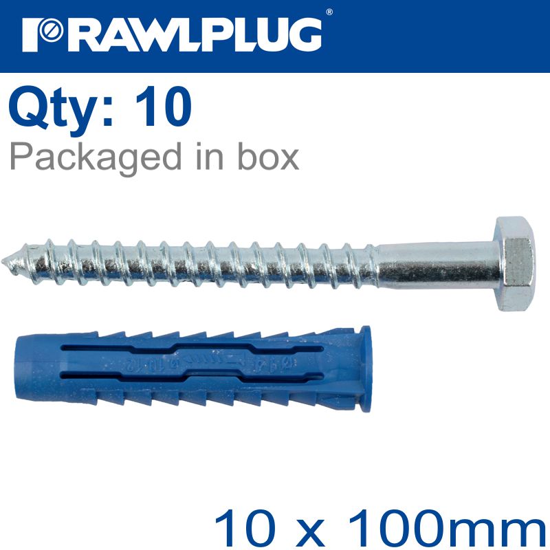 rawlplug-universal-nylon-plug+-coach-screw-14mmx70mm-[box-of-10]-10x100-screw-raw-4all-14-100-3