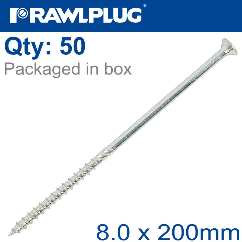 rawlplug-timber-construction-screw-8.0-x-200mm-x50-box-csk-washer-head-torx-t40-raw-r-cs-80200-cs-w-1