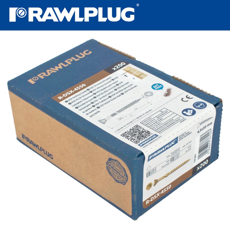 rawlplug-r-dsx-decking--screws-m4.5-x-50x30-ginger-ruspert-x200-box-raw-r-dsx-4550-3