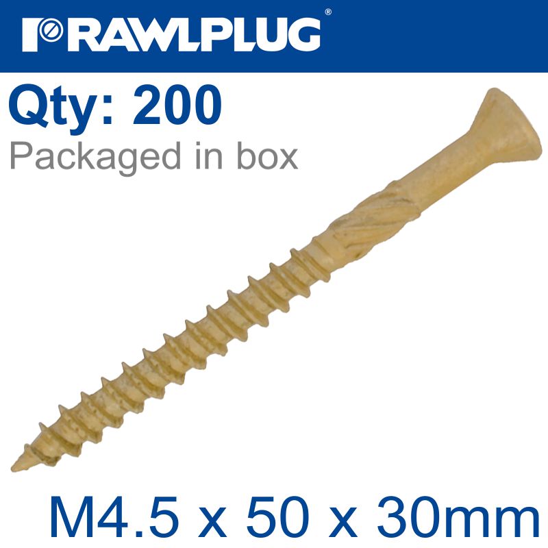 rawlplug-r-dsx-decking--screws-m4.5-x-50x30-ginger-ruspert-x200-box-raw-r-dsx-4550-2