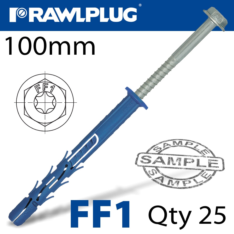 rawlplug-nyl-frame-fixing-zp-+-collar-hex-screw-9.8mmx100mm-x25--box-raw-r-ff1-n-10k100-1