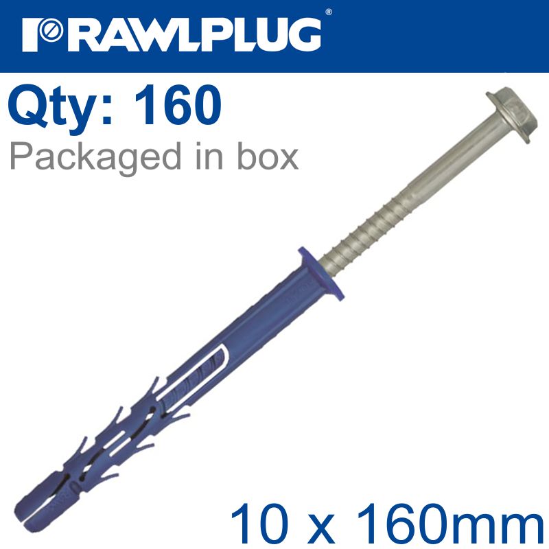 rawlplug-nyl-frame-fixing-zp-+-collar-hex-screw-10mmx160mm-x160--box-raw-r-ff1-n-10k160-m-1