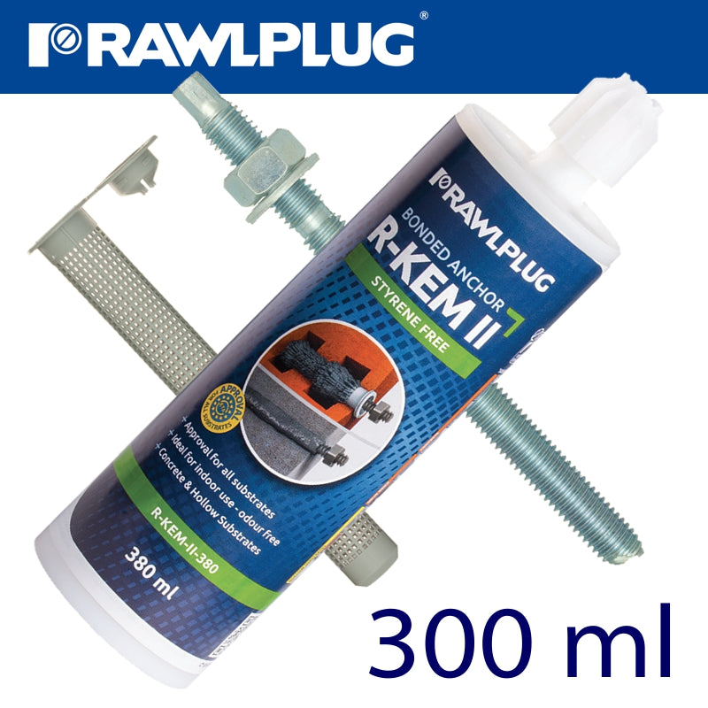 rawlplug-polyester-styrene-free-resin-300ml-chem-anchor-w-x4-studs-&-x4-sleeves-raw-r-kem-ii-300-set-1