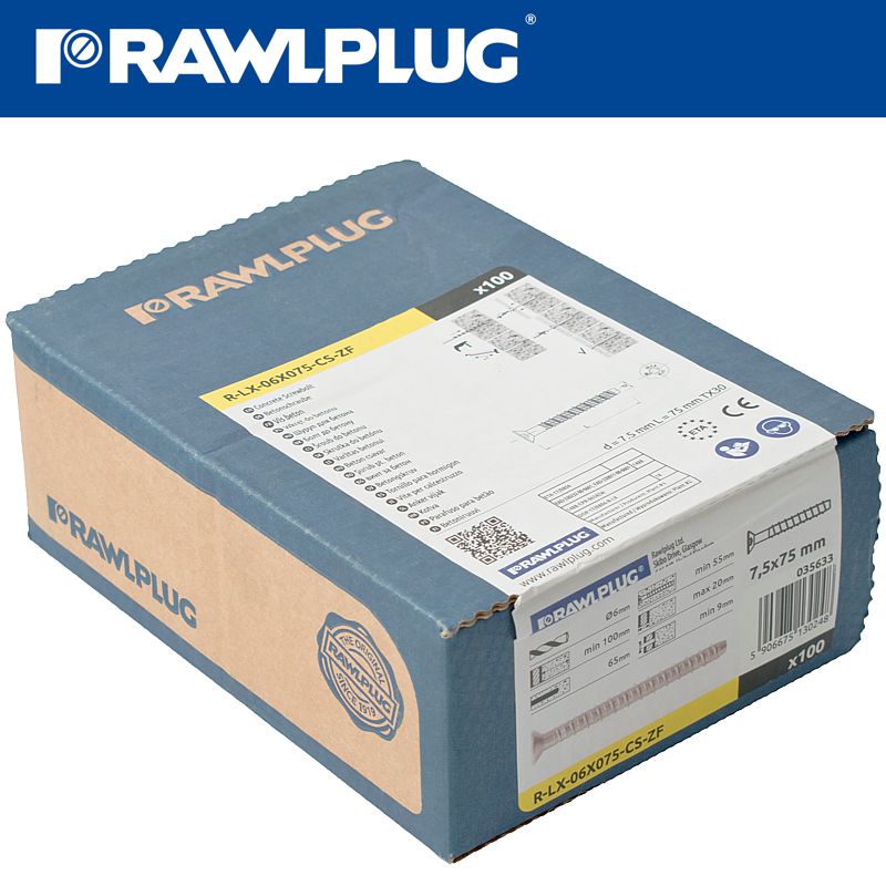 rawlplug-concrete-screwbolt-m6-7.5x75mm-csk-zinc-fl--x100-box-raw-r-lx-06x075-cs-zf-3
