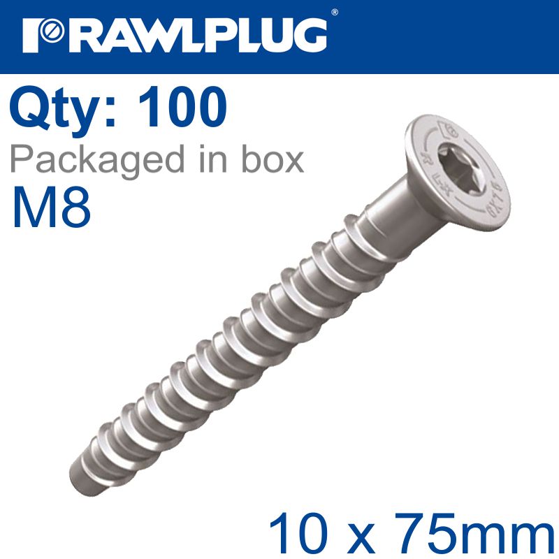 rawlplug-concrete-screw-bolt-m8-10x75-mm-csk-head-zinc-plated-100/box-raw-r-lx-08x075-cs-zp-1