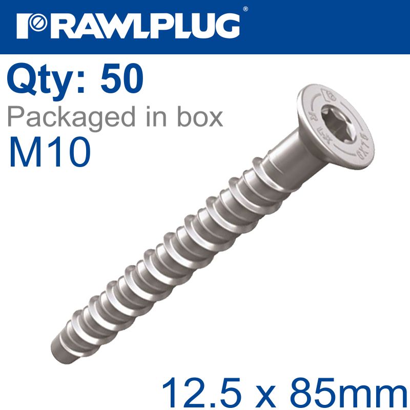 rawlplug-concrete-screw-bolt-m10-12,5x85-mm-csk-head-zinc-flake-coat-50/box-raw-r-lx-10x085-cs-zf-1