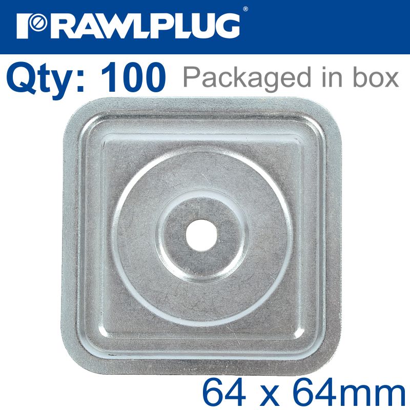 rawlplug-square-steel-washer-64mm,7,0mm-with-zinc-coating-box-of-100-raw-r-pkw-07-2