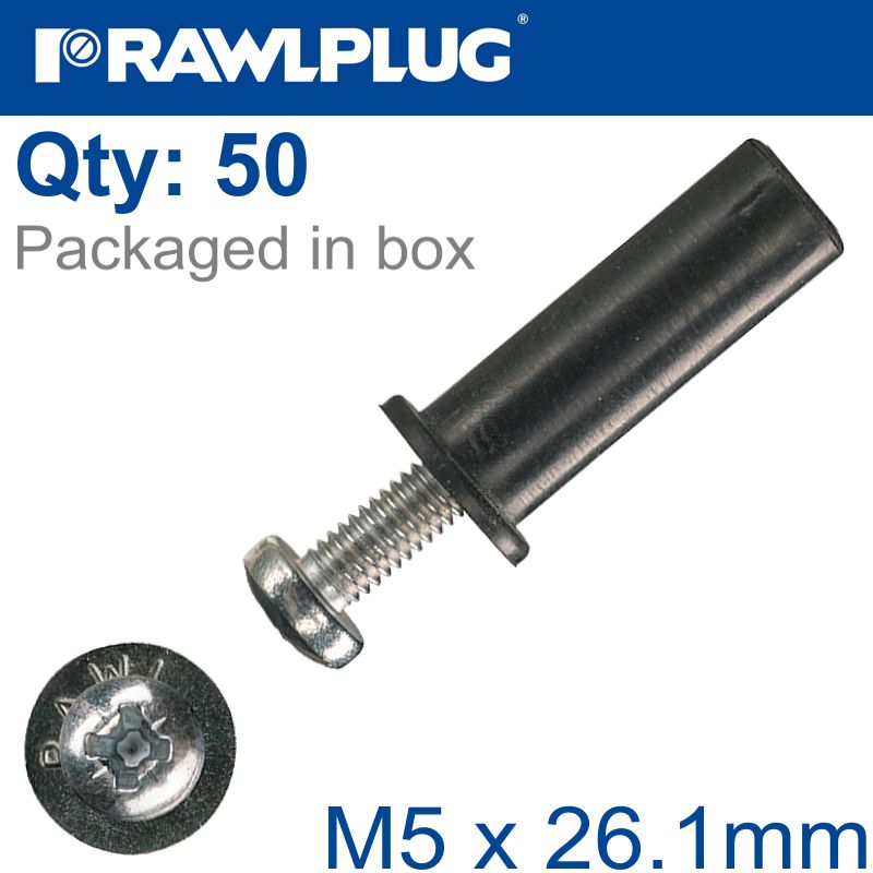 rawlplug-rawlnut+screw-m5x26.1mm-x50-box-raw-r-rnt-m5x30-1