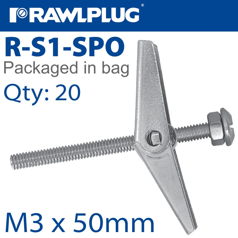 rawlplug-spring-toggle+screw-m3x50mm-x20-bag-raw-r-s1-spo3050-20-1