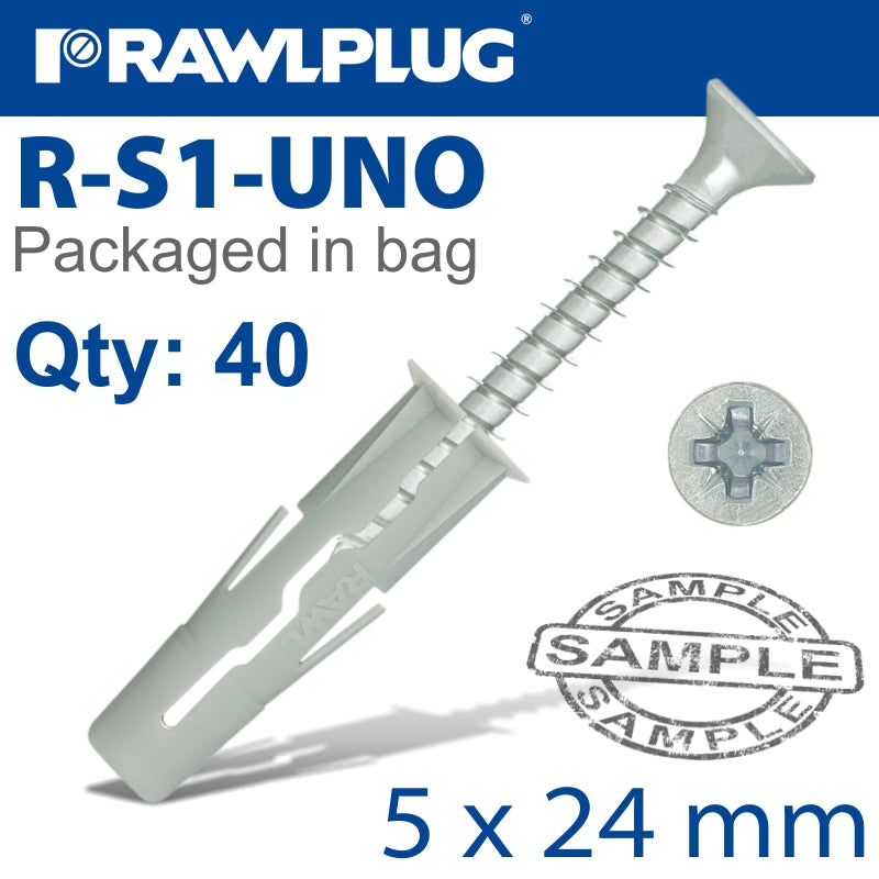 rawlplug-universal-plug-with-screw-5x24mm-40-per-bag-raw-r-s1-uno-05+40-1
