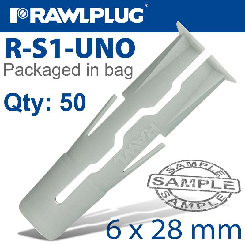 rawlplug-universal-plug-6x28mm-x50-bag-raw-r-s1-uno-06-50-1