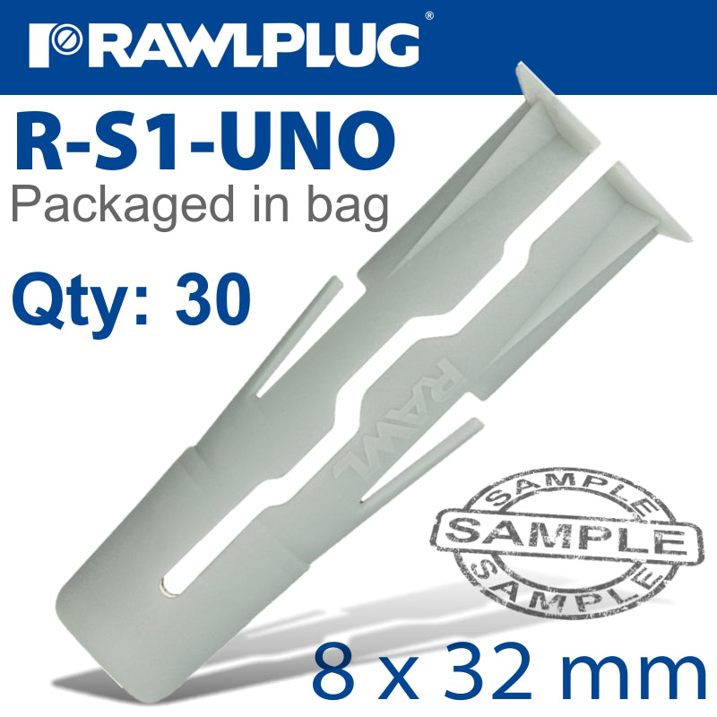 rawlplug-universal-plug-8x32mm-x30-bag-raw-r-s1-uno-08-30-1