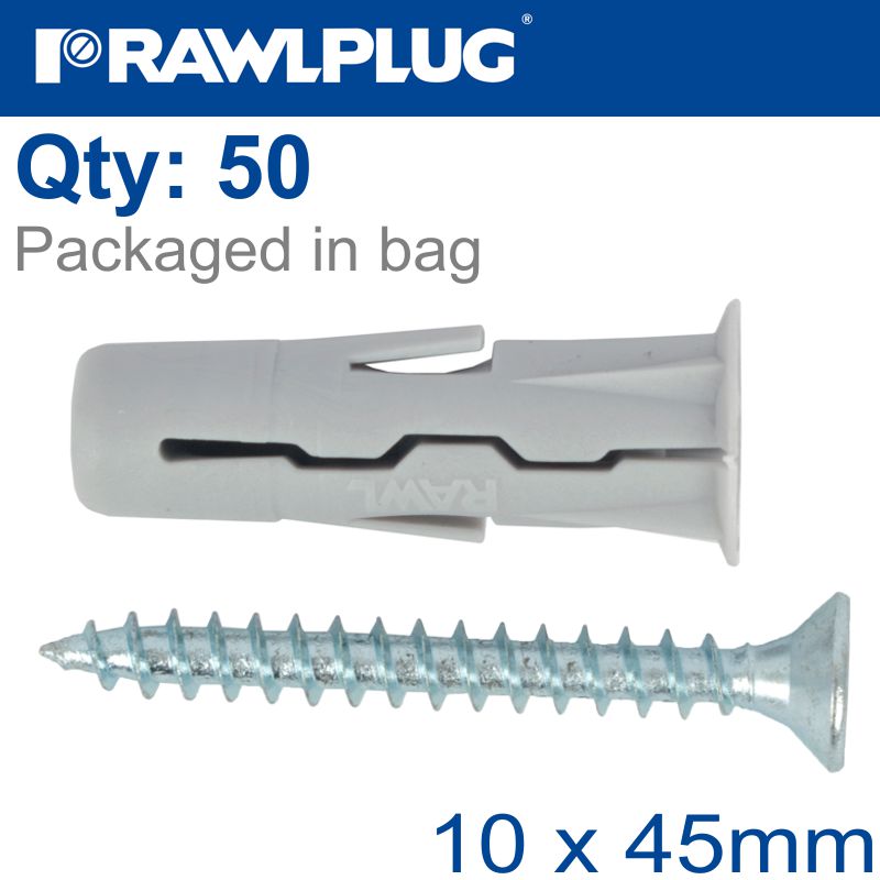 rawlplug-universal-plug-with-screw-10x45mm-x50-per-bag-raw-r-s1-uno-10-50-1