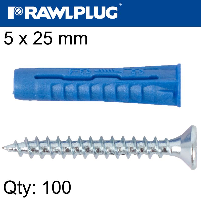 rawlplug-universal-plug-4all-5-x-25mm-with-screw-100-psc-per-tub-raw-r-sl1-4all-05+3530-1