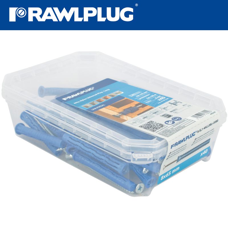 rawlplug-universal-plug-4all-8-x-65mm-with-screw-40-psc-per-tub-raw-r-sl1-4all-08l+5080-3