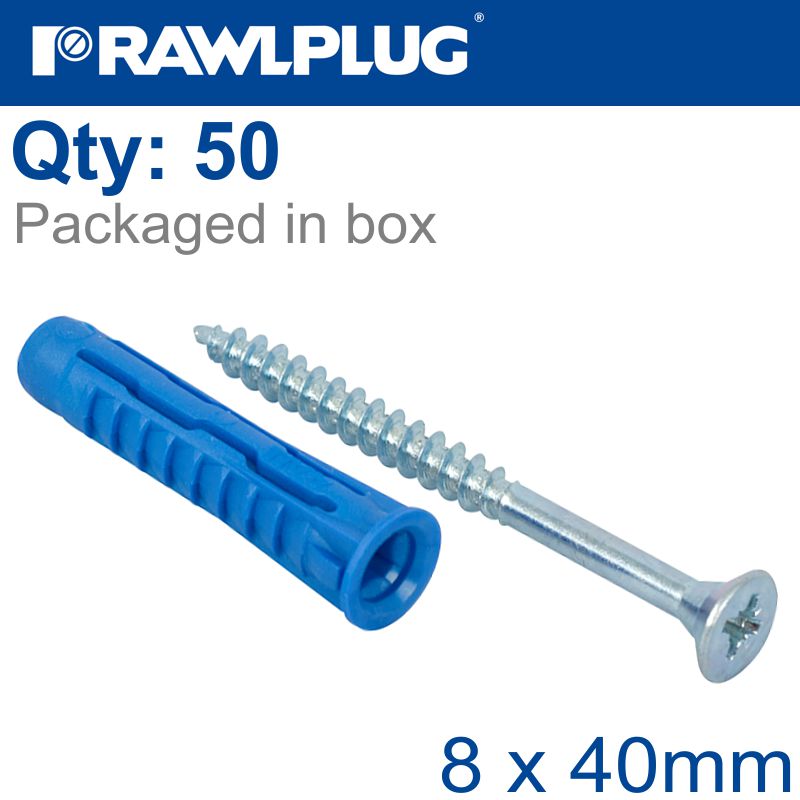 rawlplug-universal-plug-4all-8-x-40mm-with-screw-50-psc-per-tub-raw-r-sl1-4all-08+5060-2