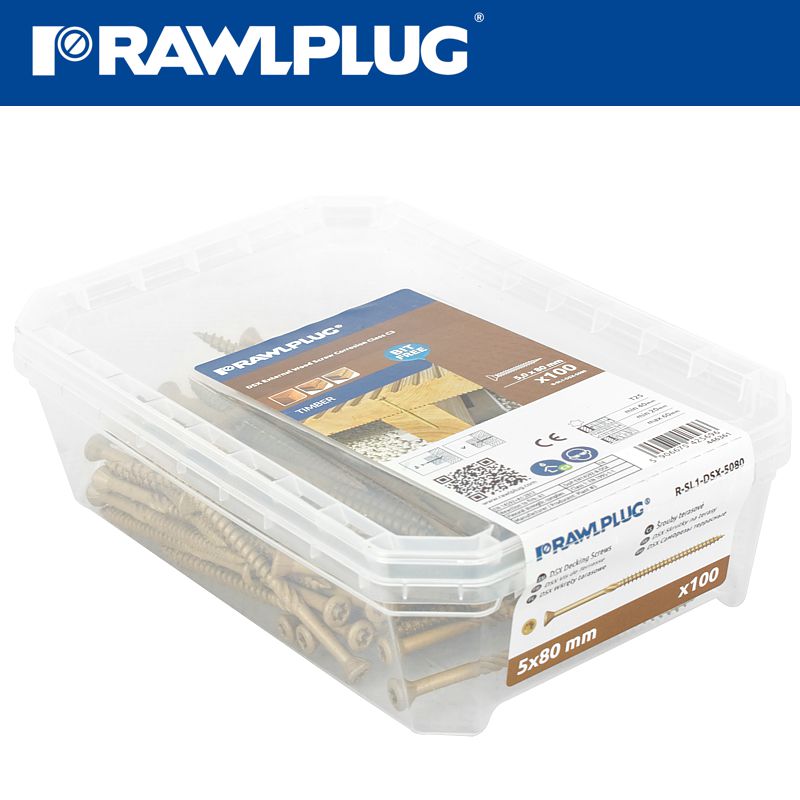 rawlplug-r-dsx-decking--screws-m5-x-80x48-ginger-ruspert-x100-tub-raw-r-sl1-dsx-5080-3