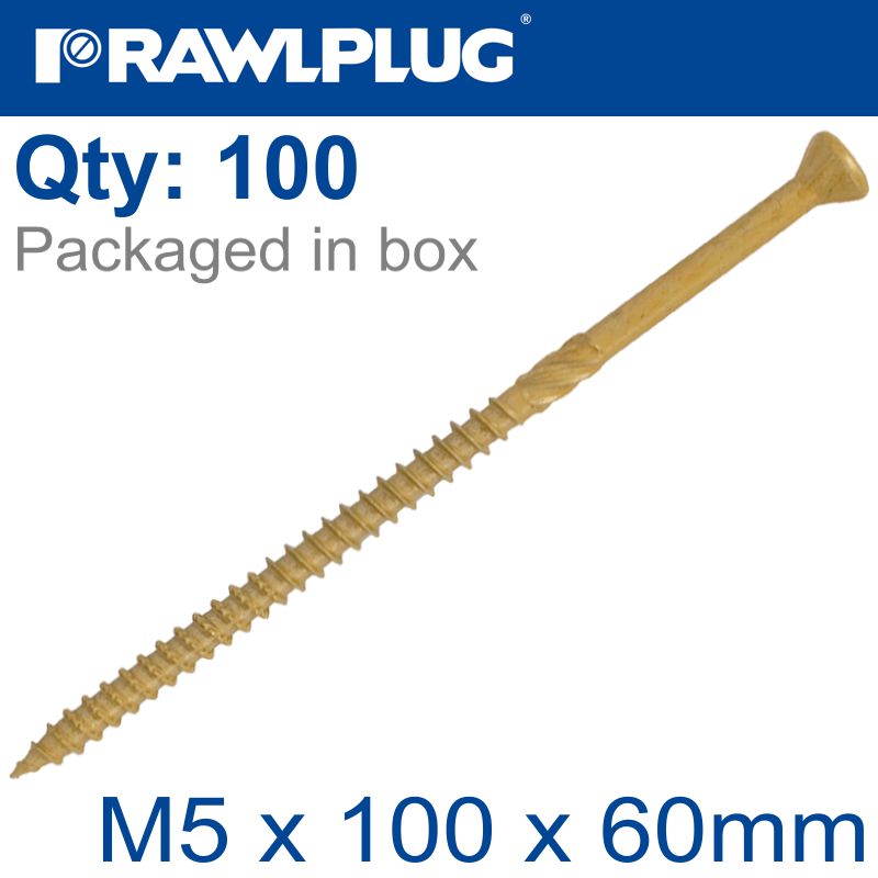 rawlplug-r-dsx-decking--screws-m5-x-100x60-ginger-ruspert-x100-tub-raw-r-sl1-dsx-5100-2