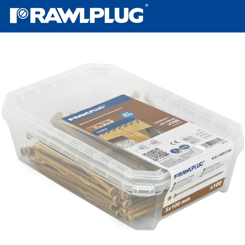 rawlplug-r-dsx-decking--screws-m5-x-100x60-ginger-ruspert-x100-tub-raw-r-sl1-dsx-5100-3
