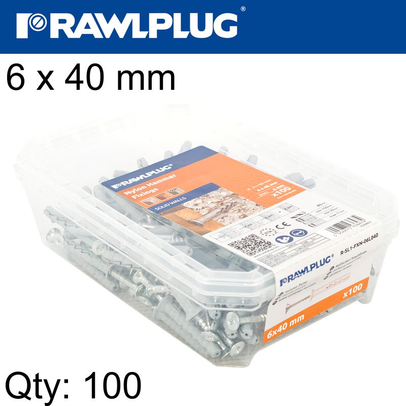 rawlplug-nyl-nail-in-fixing-6-x-40mm-csk-100-psc-per-tub-raw-r-sl1-fx-n06l040-1