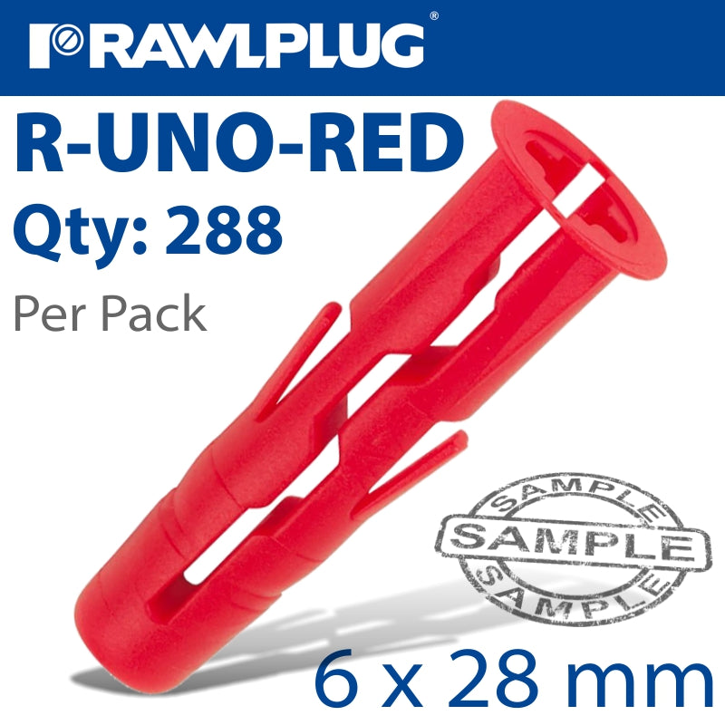 rawlplug-universal-plug-red-6mm-x-28mm-x3-of-x96-wraped-raw-r-uno-red-288-1