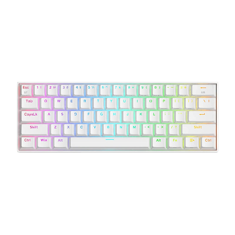 Redragon-Draconic-Mechanical-61-Key|Bluetooth-5.0|Rgb-9-Colour-Modes|Rechargable-Battery|Type-C-Charging-Cable-Gaming-Keyboard---White