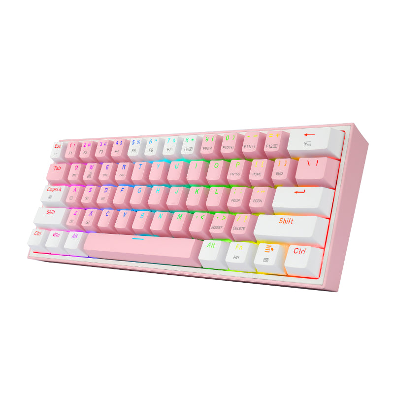 redragon-fizz-pro-rgb-61-key-mechancal-wireless-gaming-keyboard---pink/white-3-image