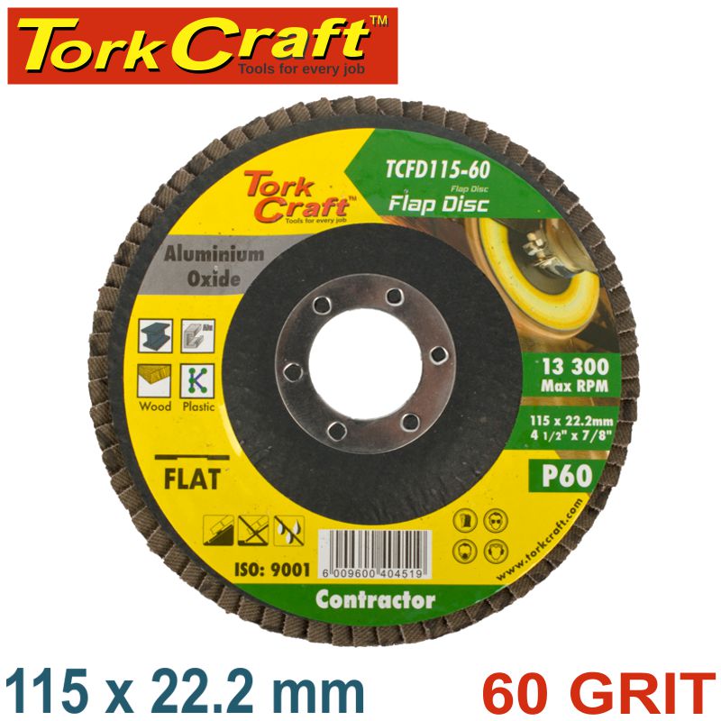 tork-craft-flap-sanding-disc-115mm-60grit-4+1-free-a/o-tcfd115-60-5-4