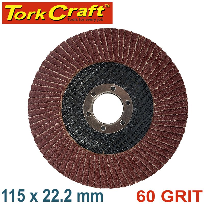 tork-craft-flap-sanding-disc-115mm-60grit-4+1-free-a/o-tcfd115-60-5-5