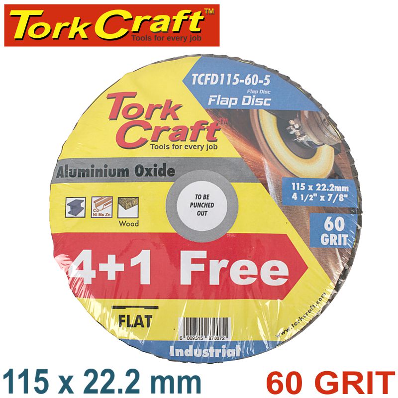 tork-craft-flap-sanding-disc-115mm-60grit-4+1-free-a/o-tcfd115-60-5-2