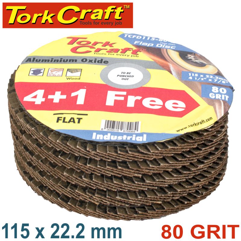 tork-craft-flap-sanding-disc-115mm-80grit-4+1-free-a/o-tcfd115-80-5-3