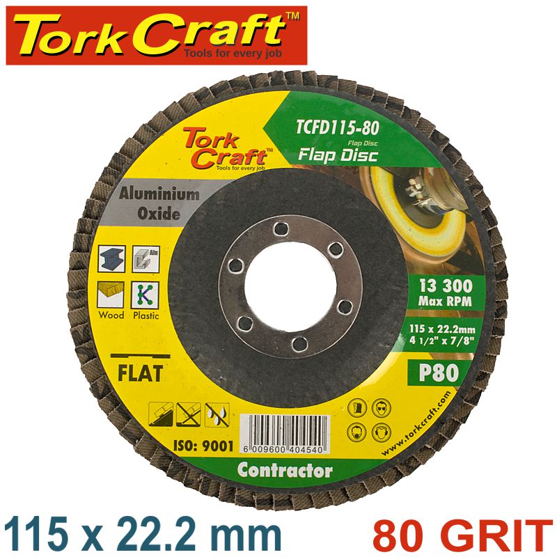 tork-craft-flap-sanding-disc-115mm-80grit-4+1-free-a/o-tcfd115-80-5-4