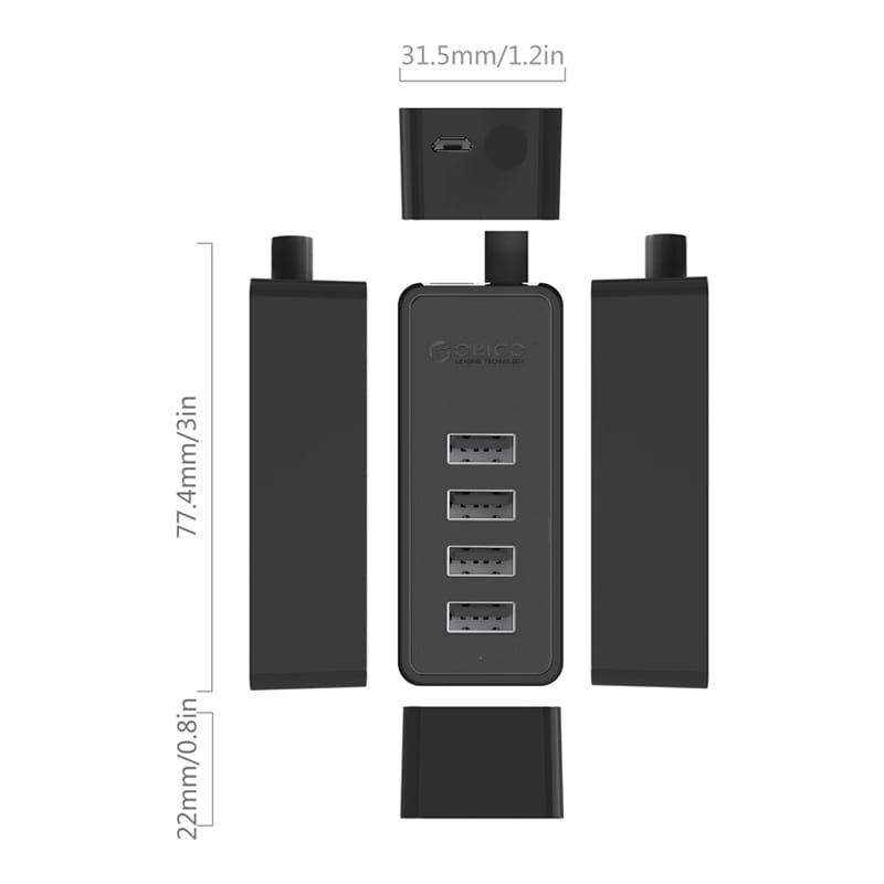 orico-4-x-usb2.0-port-hub-30cm---black-3-image