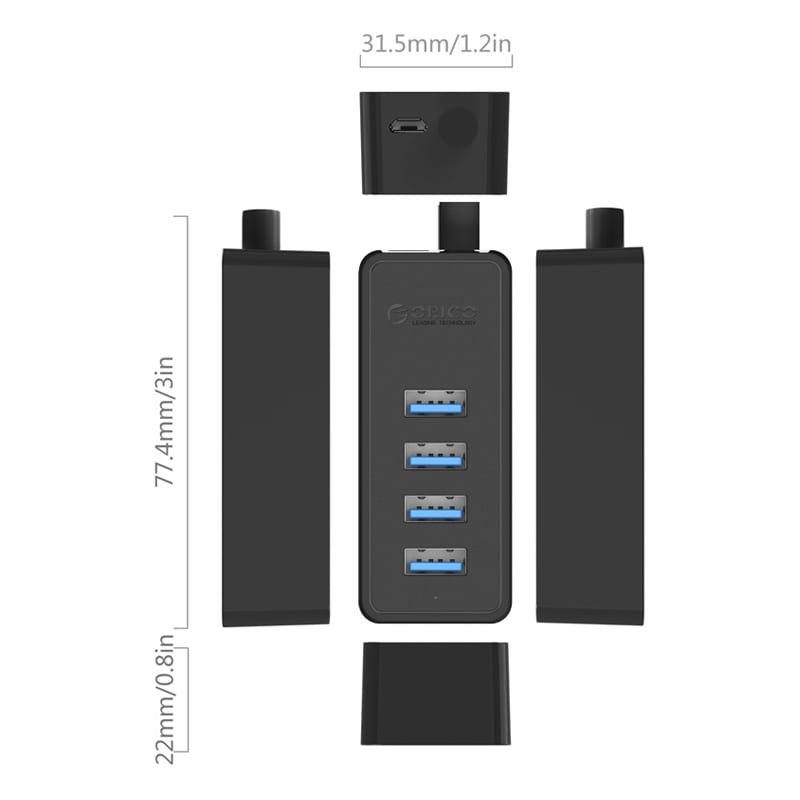 orico-4-x-usb3.0-port-hub-30cm---black-3-image