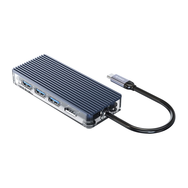 orico-6-port-3-x-usb3.0|1-x-hdmi|1-x-rj45|1-x-type-c-transparent-hub---grey-1-image