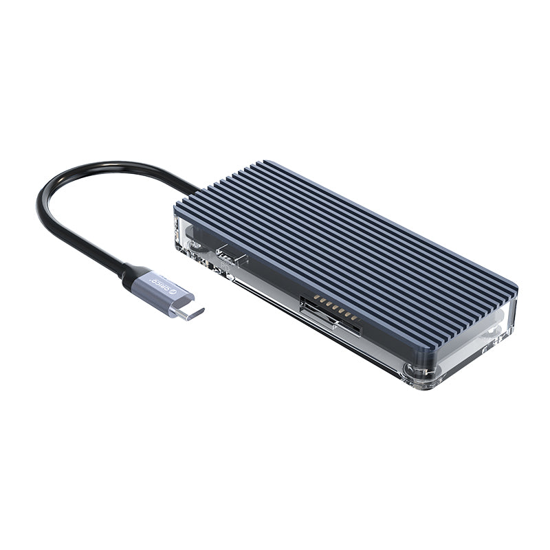 orico-7-port-3-x-usb3.0|1-x-hdmi|1-x-tf|1-x-sd|1-x-type-c-transparent-hub---grey-2-image