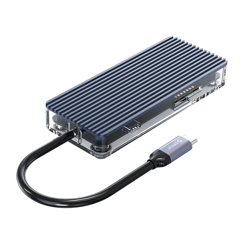 orico-7-port-3-x-usb3.0|1-x-hdmi|1-x-tf|1-x-sd|1-x-type-c-transparent-hub---grey-4-image