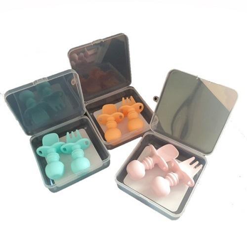 Baby Silicone Spoon & Fork Set - Assorted Colours