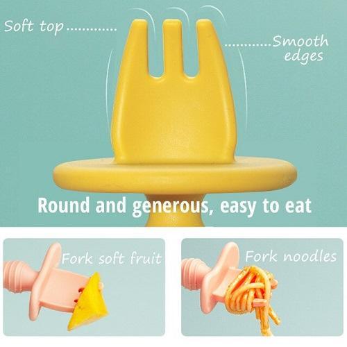 Baby Silicone Spoon & Fork Set - Assorted Colours