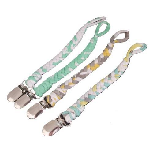 Braided Baby Pacifier Clips 4pc - Assorted Colours