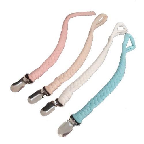 Braided Baby Pacifier Clips 4pc - Assorted Colours