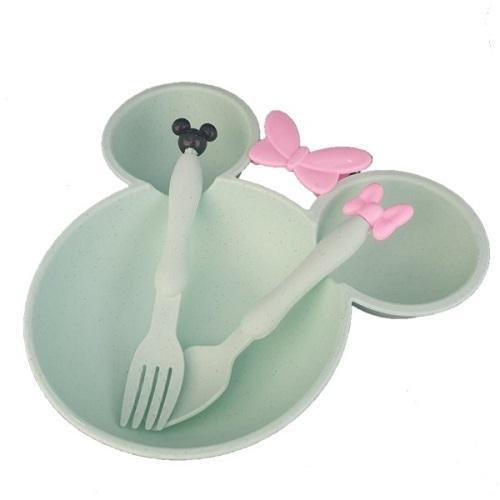 Mouse Plate & Cutlery Set For Kids - Assorted Colours