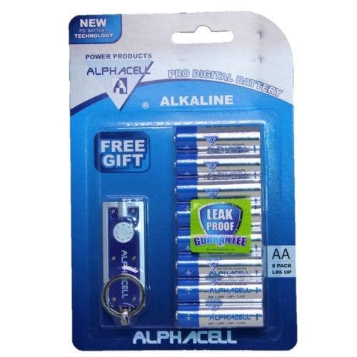 Pack of 3 Alphacell Pro Alkaline Digital Batteries - Size AA 8pc (with free gift)