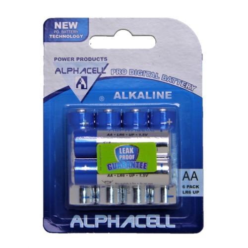 Pack of 6 Alphacell Pro Alkaline Digital Batteries - Size AA 6pc